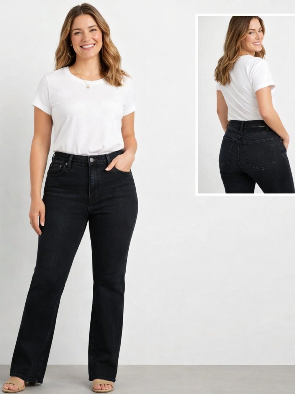NY&C Black Bootcut Jeans Sz 10 Y2K Quiet Luxury High Rise Cotton Denim